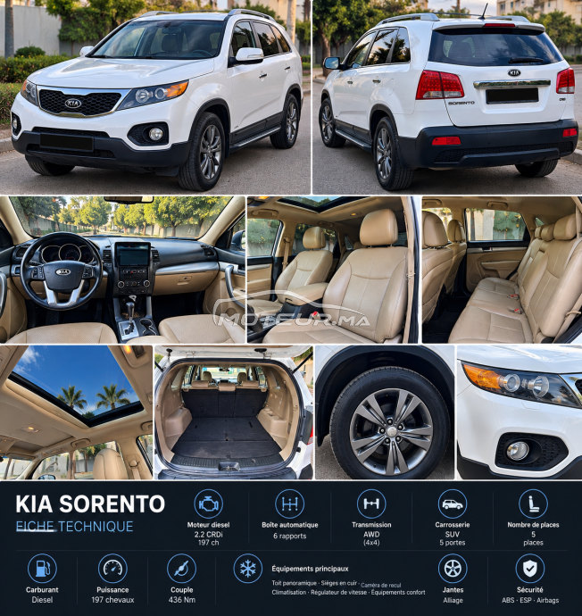 Kia Sorento 2012 2.2 CRDi 197ch 4x4 Automatique Full Options