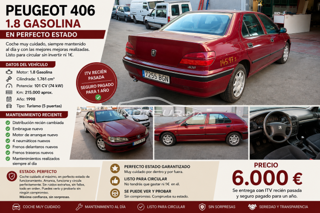 Peugeot 406 1.8 Essence - Excellent état
